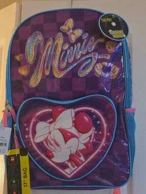 Disney Purple and Pink Minnie Mouse Heart Backpack with Blue Accents